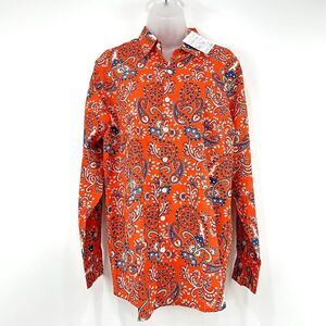 Gretchen Scott‎ Shirt Men's S Orange Paisley NWT Long Sleeve Button Up Preppy